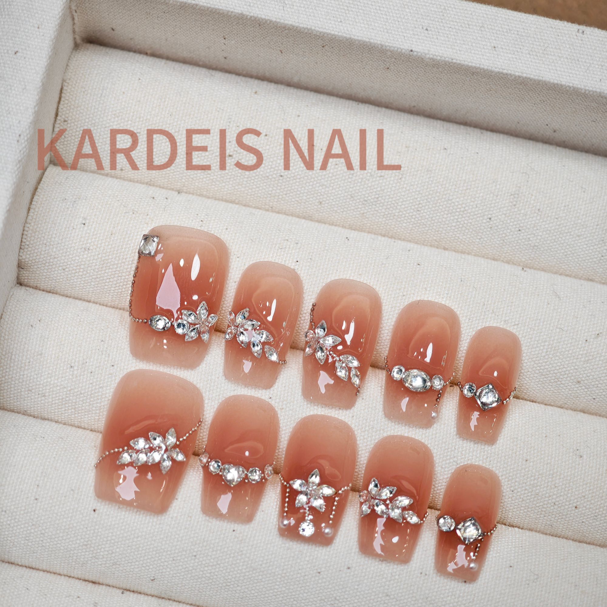 "昙花"满钻轻奢气质显白高定设计师穿戴甲