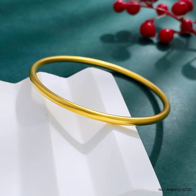 足金圆管素圈手镯超轻古法固口空心气质轻奢经典简约时尚百搭