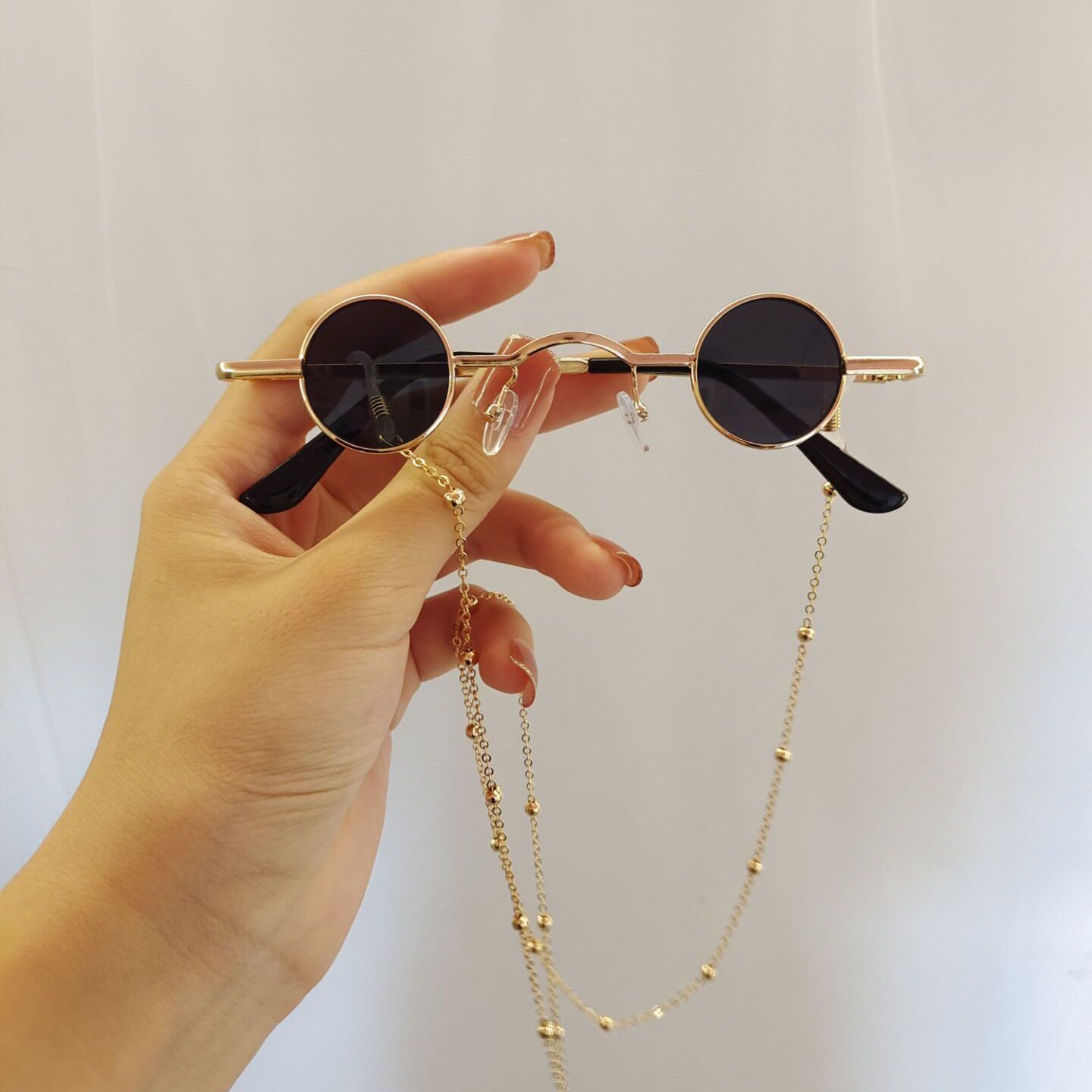 朋克圆形墨镜太子镜眼镜复古太阳镜男女款超小框款汉奸嘻哈凹造型