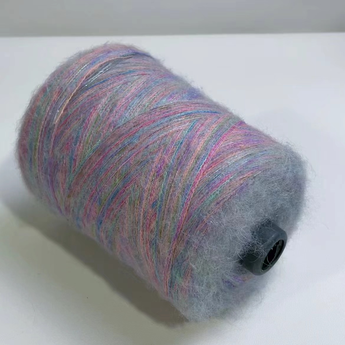 A 小香风毛线彩虹线棉花糖线手工手编马海毛围巾披肩彩虹线