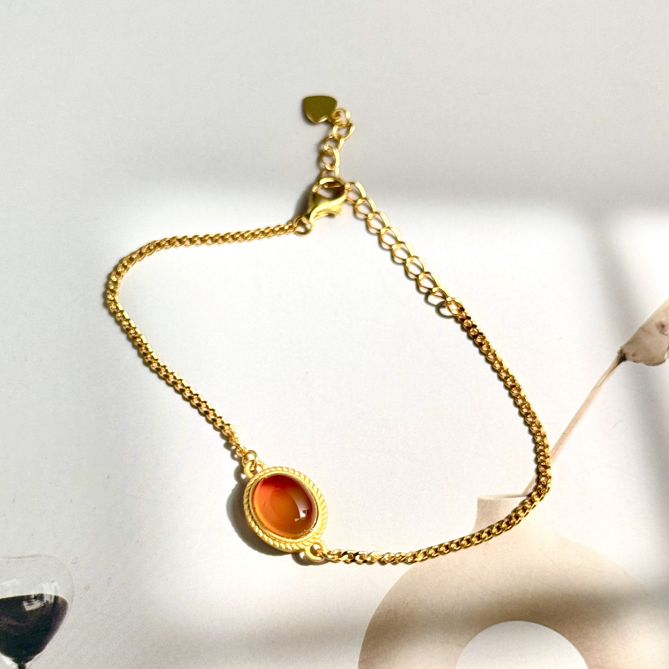 【棠梨】天然红玛瑙手链/S925银镀金/活口/多样性发货