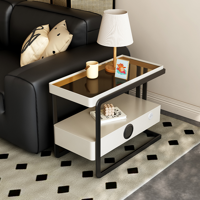 意式极简沙发边几轻奢高级感客厅钢化玻璃边柜侧边柜现代角几桌