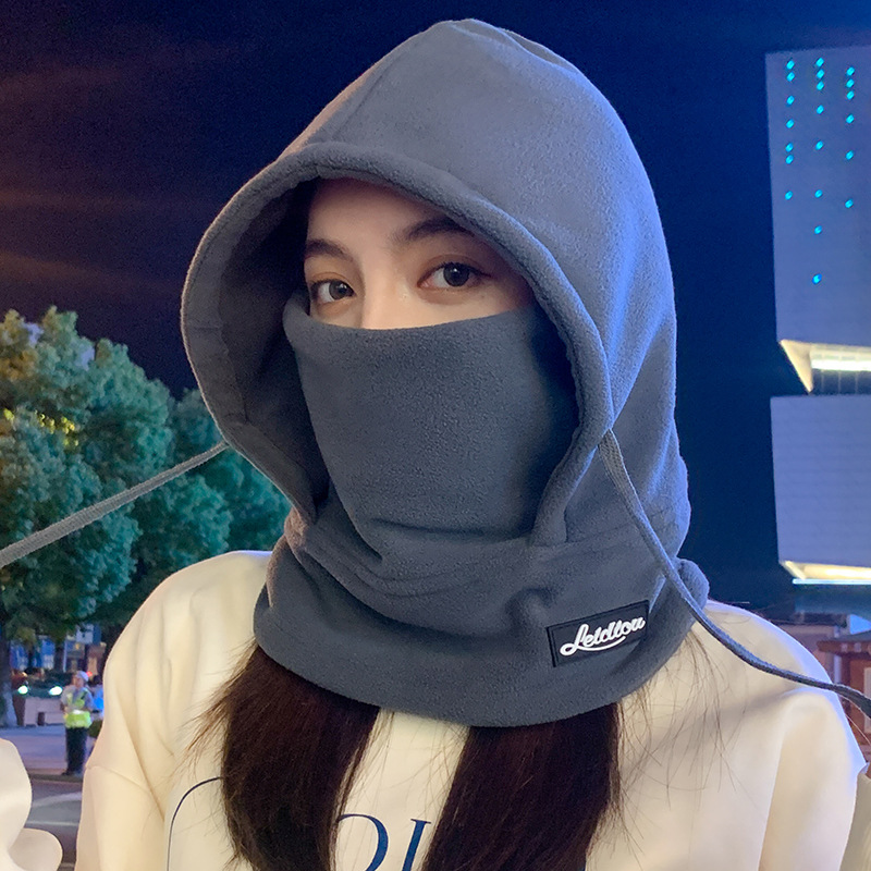 保暖帽子男女秋冬户外加厚防风护耳面罩帽子围巾一体骑电车雷锋帽