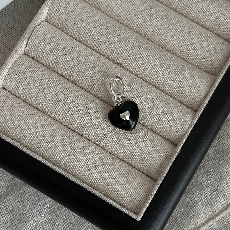 吊坠925银 日韩版轻奢爱心滴油万能扣头吊坠实心9008