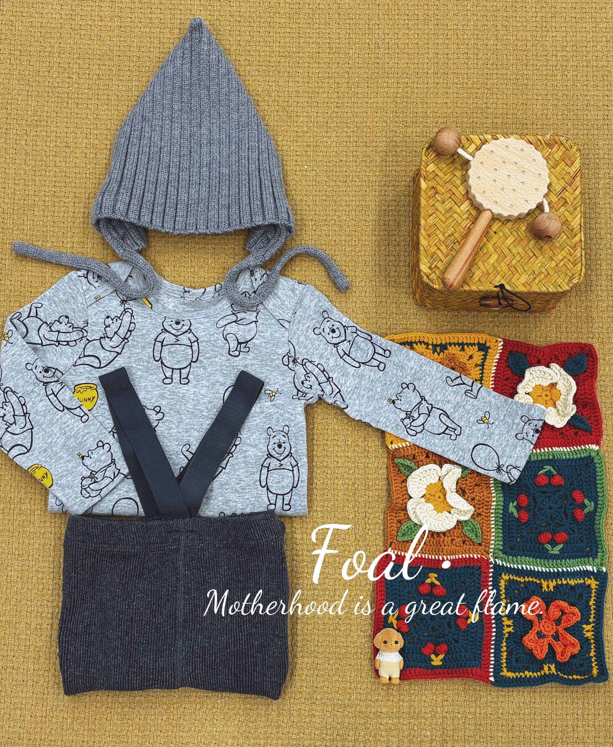 Foal【灰色尼尼】格雷系薄棉长袖包屁衣卡通图案宝宝包屁衣