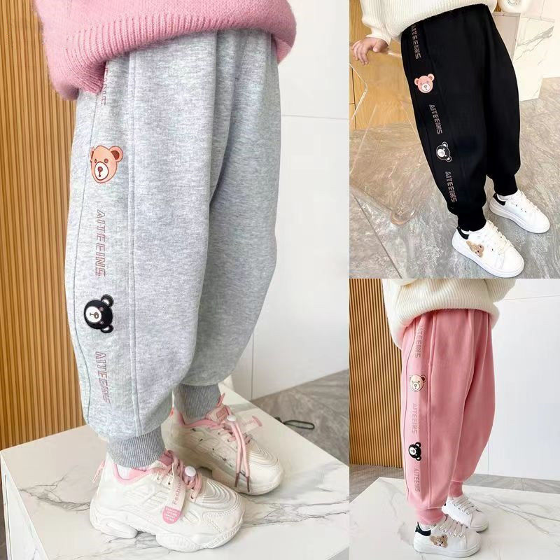 女童裤子2023春秋款儿童秋季宝宝卫裤外穿中小童冬季一体绒运动裤