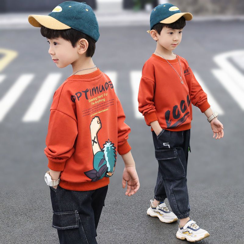 男童T恤长袖2023新款洋气春秋款儿童秋装中大童男孩卫衣韩版潮装T