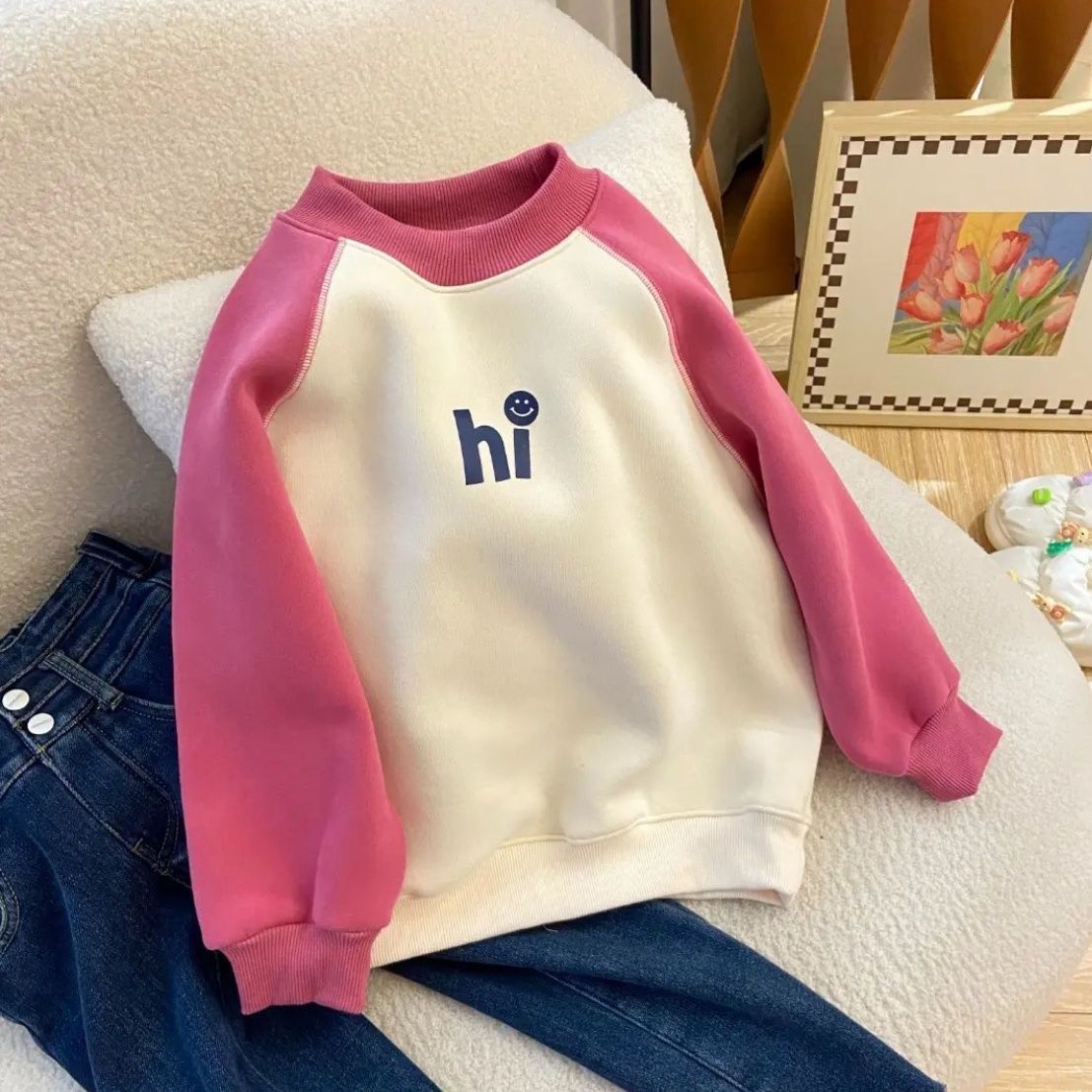 儿童童装女童卫衣2023春秋新款宽松中大童洋气簿款套头上衣3-15岁
