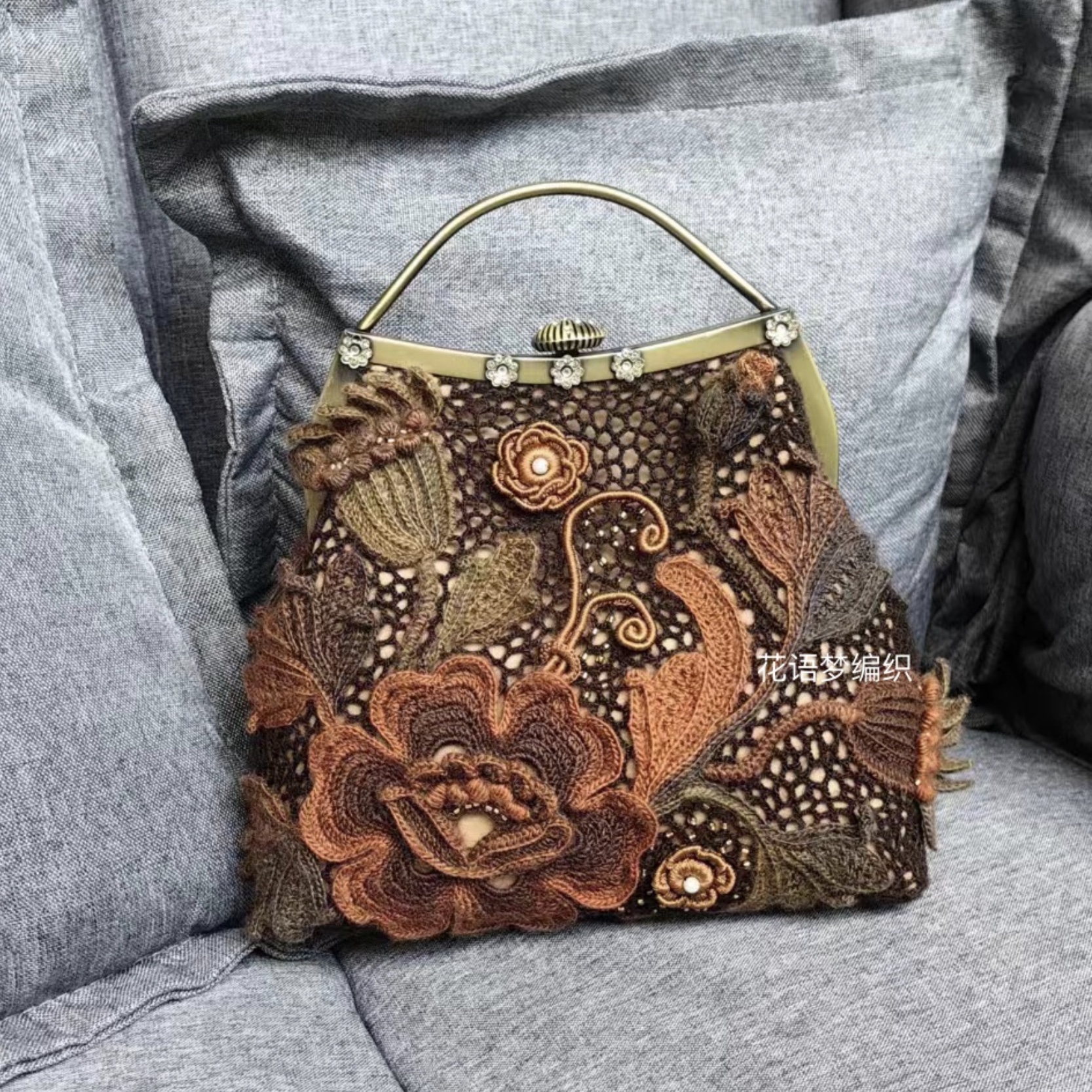 【爱尔兰芙蓉】复古时尚口金包羊毛段染线DIY钩针材料包-非成品