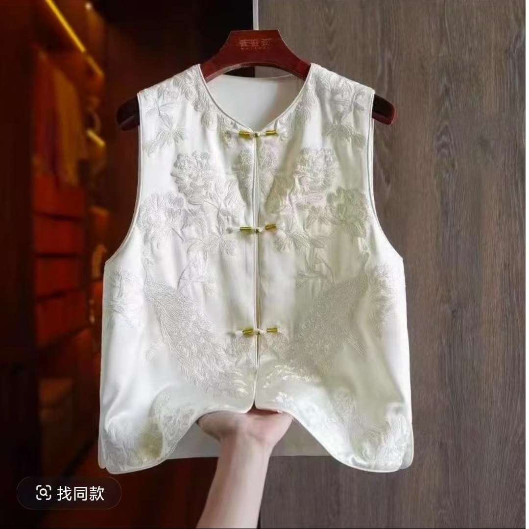 2024新款刺绣马甲外套女盘扣复古国风新中式马夹背心上衣091