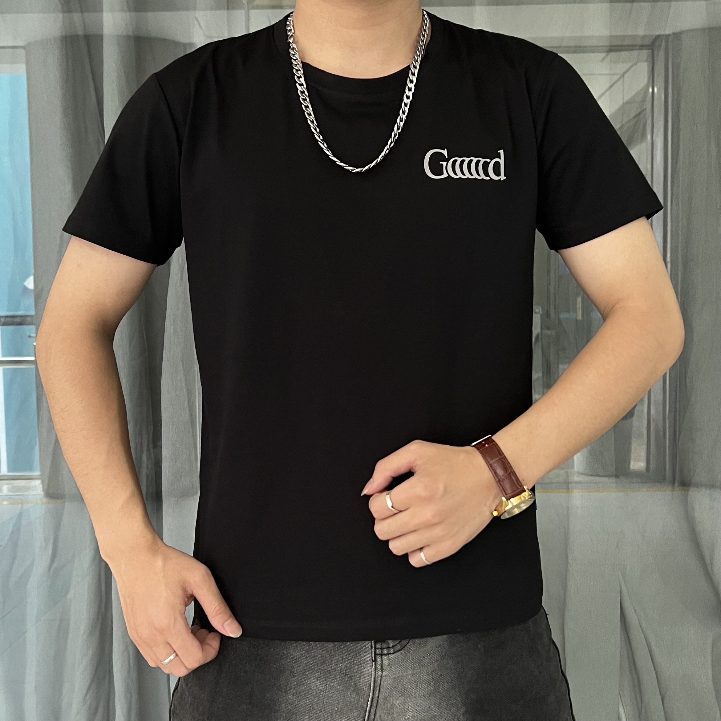 短袖男T恤2025新款丝光棉潮ins字母修身百搭半袖高品质上衣欧货