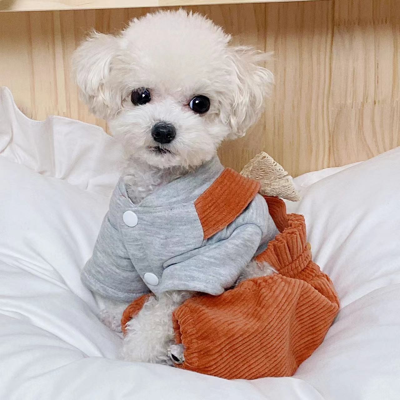 【玛奇朵】原创秋冬新款加厚可爱背带灯笼裤宠物衣服泰迪比熊约克夏