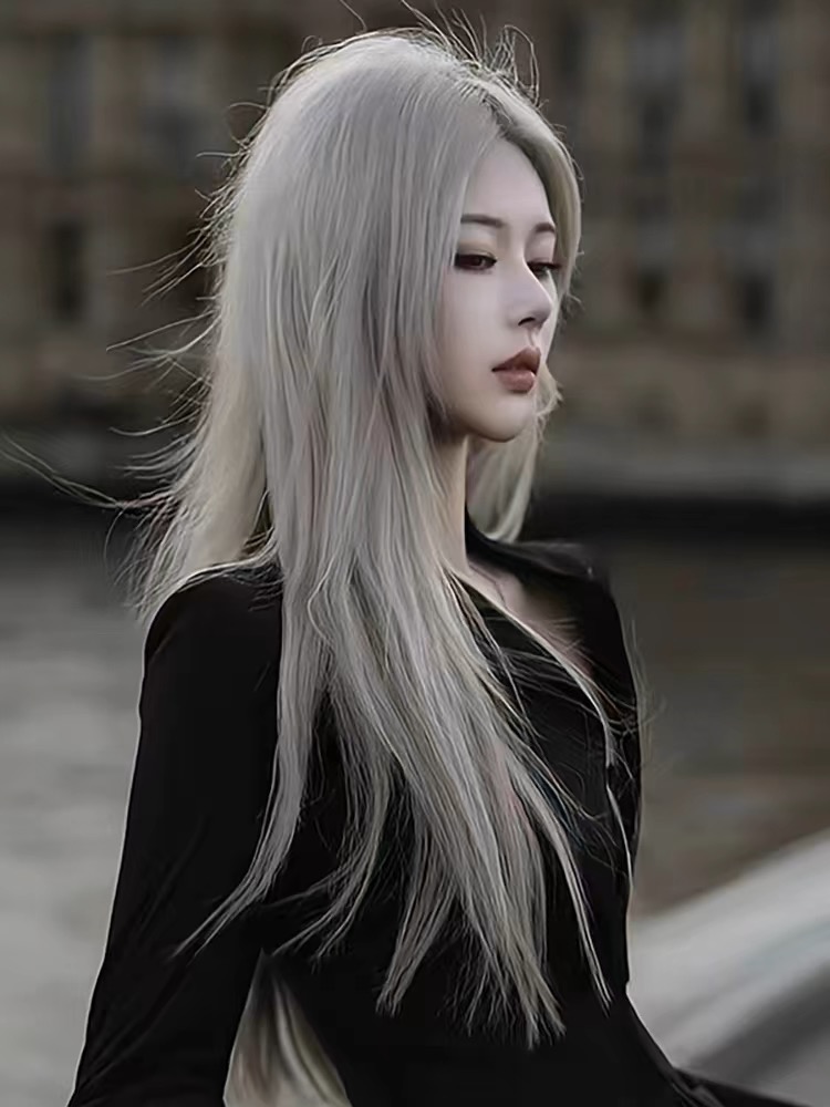 梦中的情发仿真发丝加大帽檐春夏显瘦中长款遮阳遮阳自然造型.