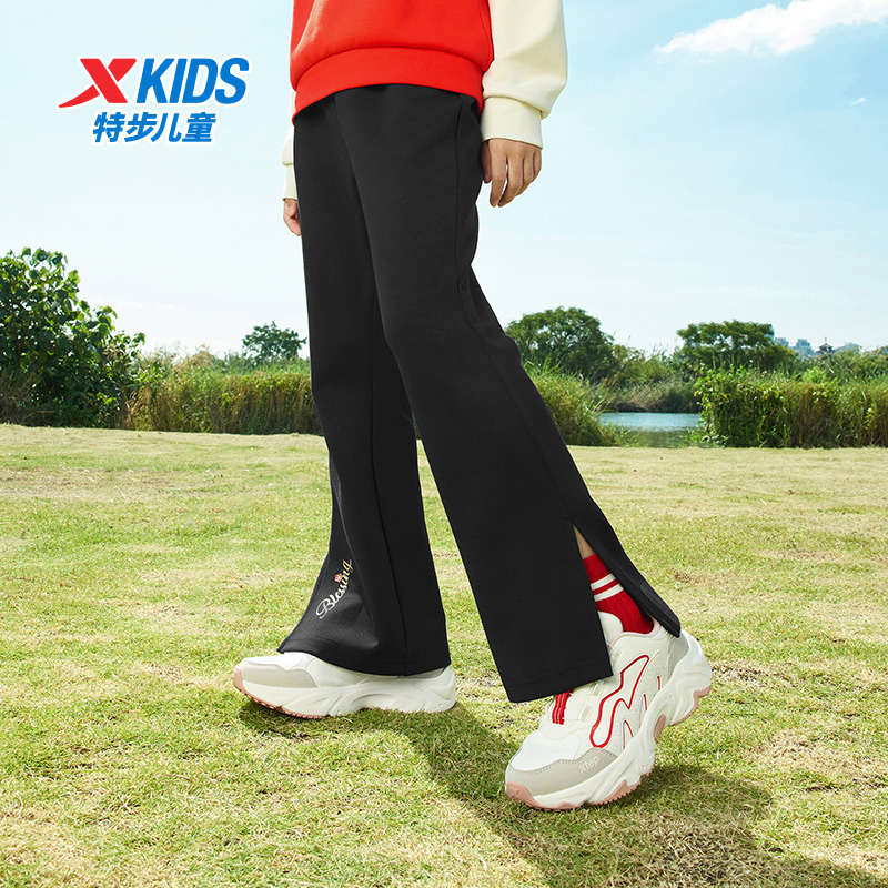 特步儿童冬季新款针织长裤中大童宽松舒适运动休闲裤675124639029