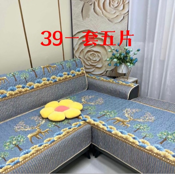 四季通用沙发垫一套五片坐垫防滑垫加厚加棉现代简约沙发套罩清仓