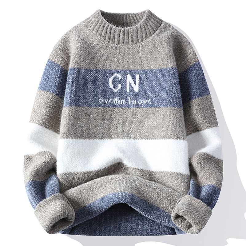 秋冬貂男士半高领毛衣打底保暖针织衫韩版圆领线衣加厚青年