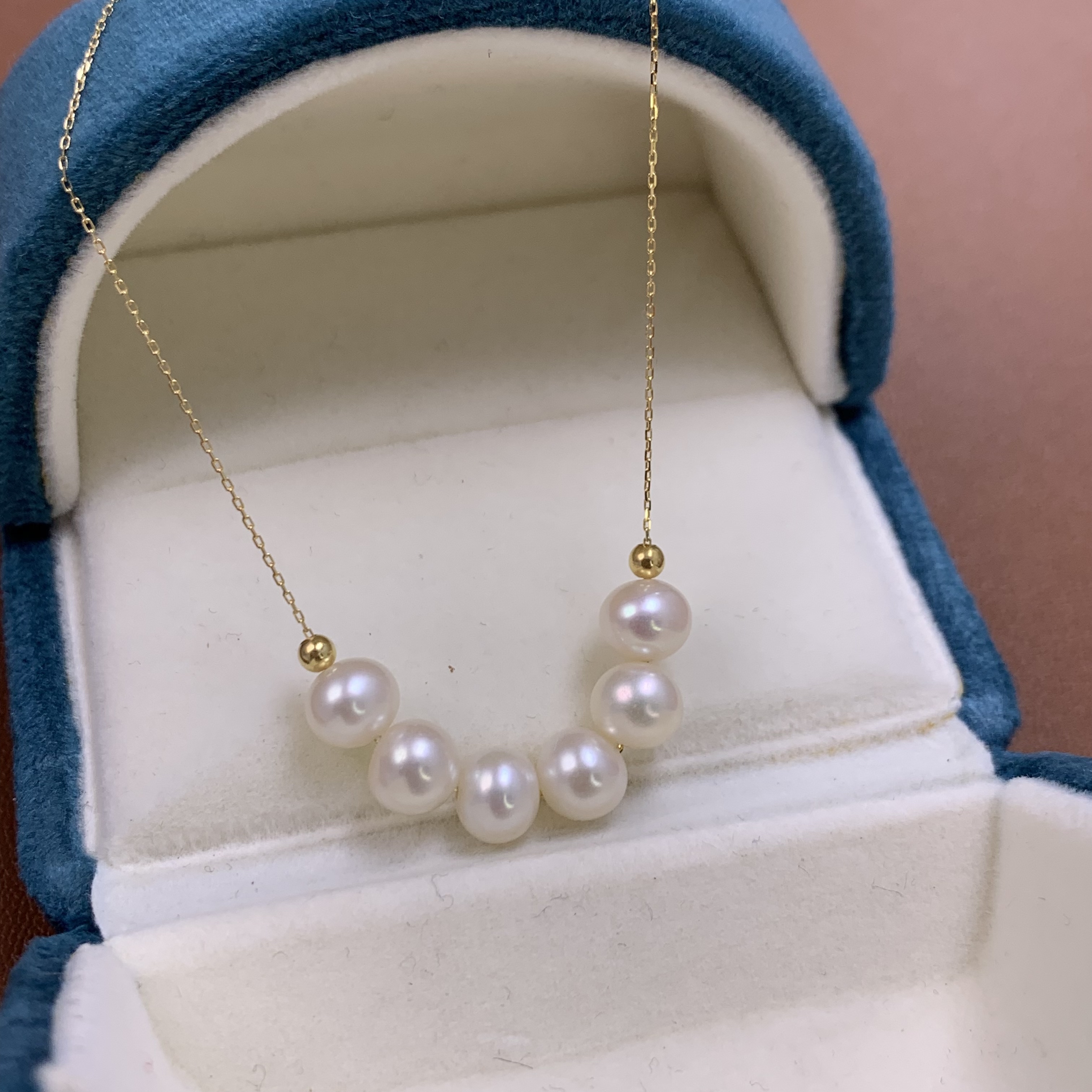 18K金淡水珍珠微笑项链 6-7mm 温柔优雅日常礼物