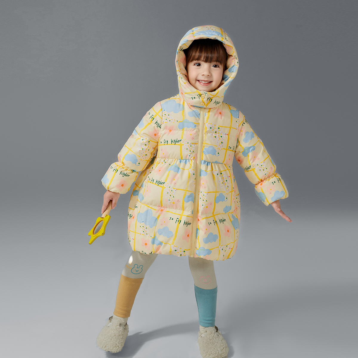 【90绒子】笛莎女童冬季新款儿童宝宝保暖加厚印花羽绒服-332456526