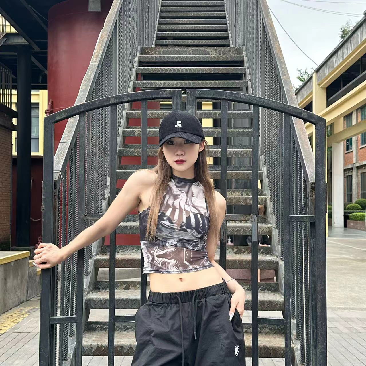 KIMMING 金大铭同款修身网纱爵士女上衣