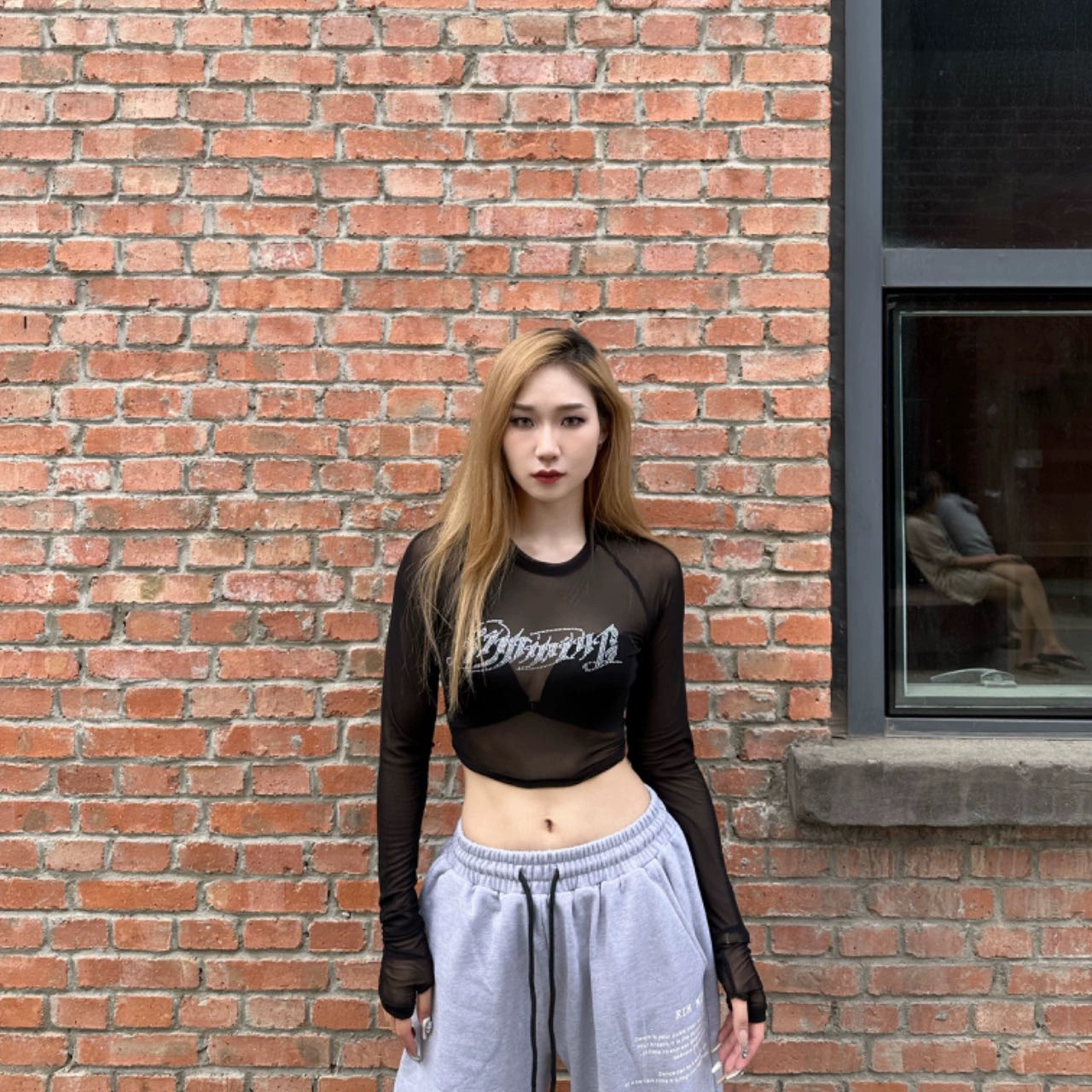 KIMMING 金大铭同款原创烫钻网纱t恤 女款