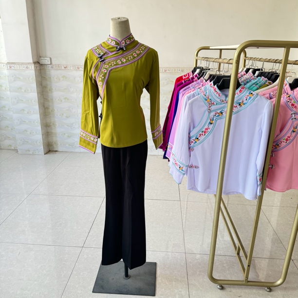 中式立领复古传统女装民族服装（藏青色）国风