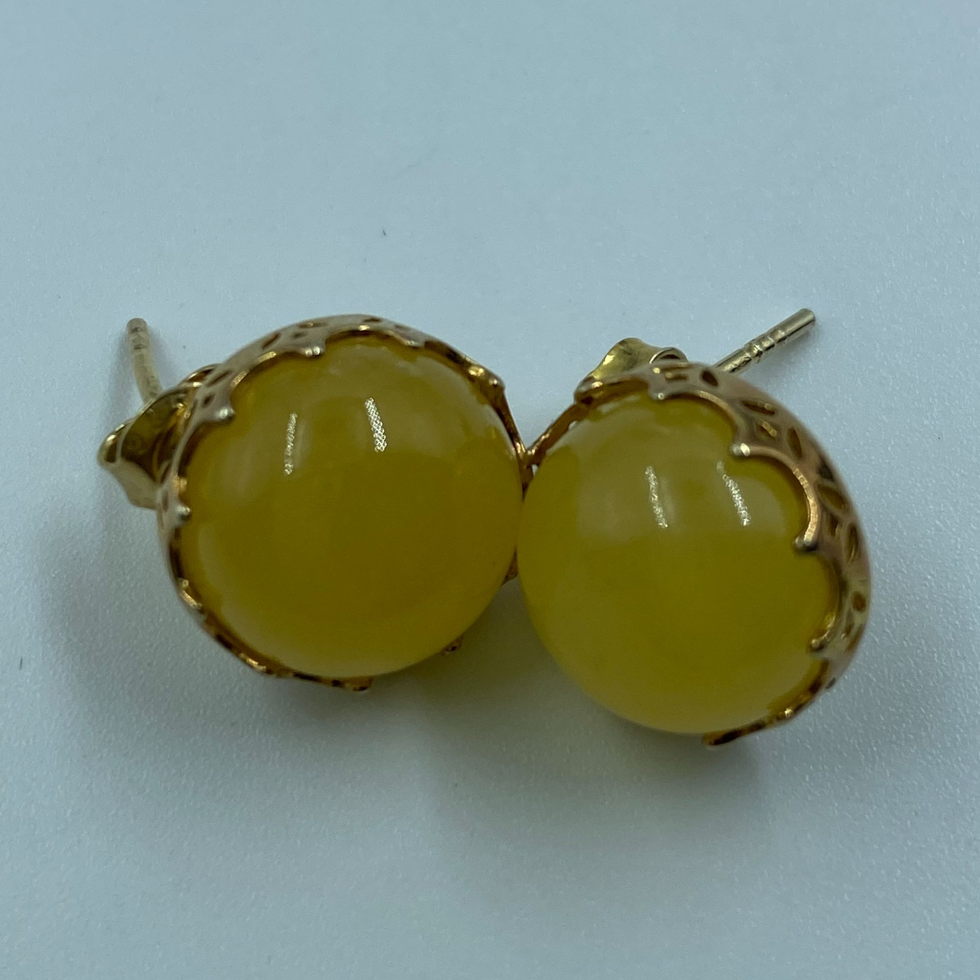 S925银镶嵌琥珀耳钉 手工气质轻奢时尚复古精美银镀（多样性发其一