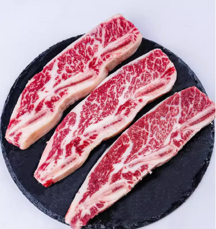 原切牛排澳洲M3牛仔骨安格斯谷饲200天雪花谷饲烤肉带骨牛小排 