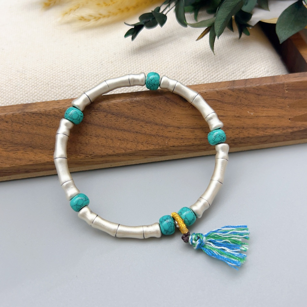 足银手链 01422 好啊商店 足银竹节手链 弹力绳