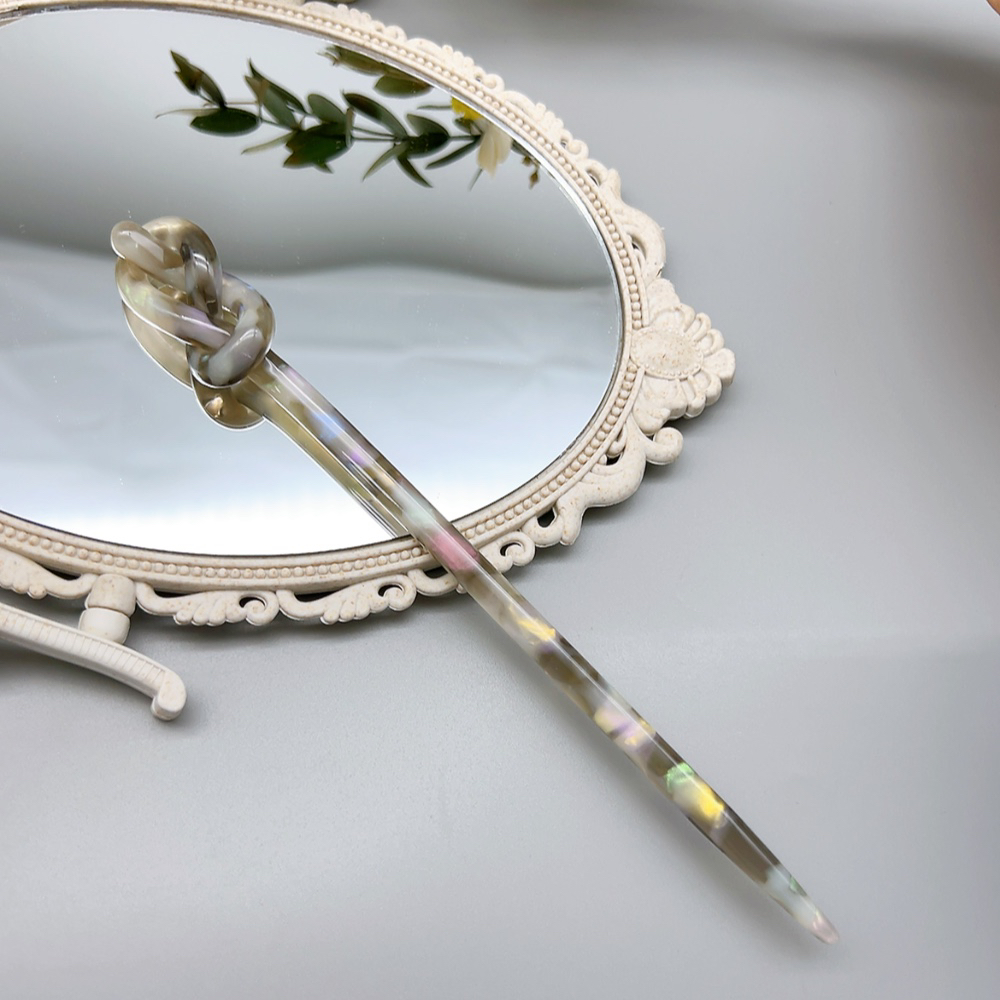 00751 好啊商店 醋酸扭结发簪-花灰 长度19cm左右