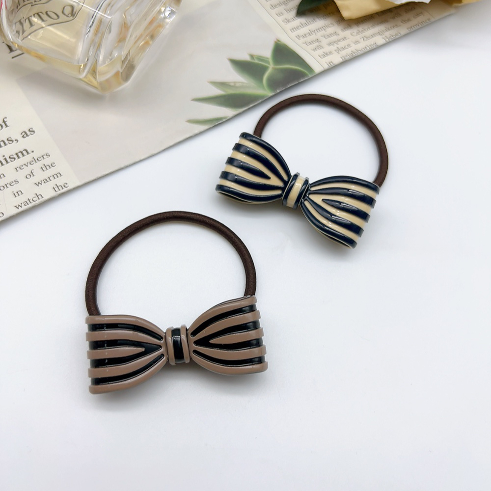 01829 好啊商店 蝴蝶结头绳组合两个装-咖蓝