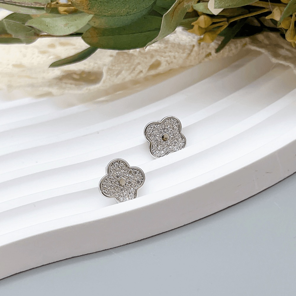 铜合金仿水晶耳饰 银针 00958 好啊商店 幸运草水J耳钉-银色