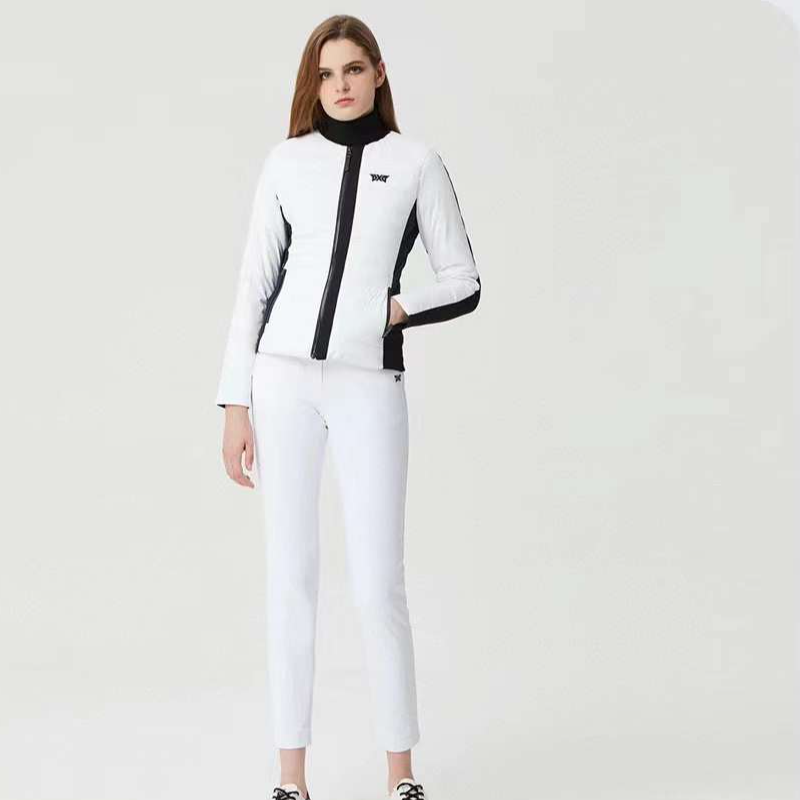 P家女士高尔夫单鹅鹅绒服/鹅绒和针织拼接设计/显瘦保暖时尚运动