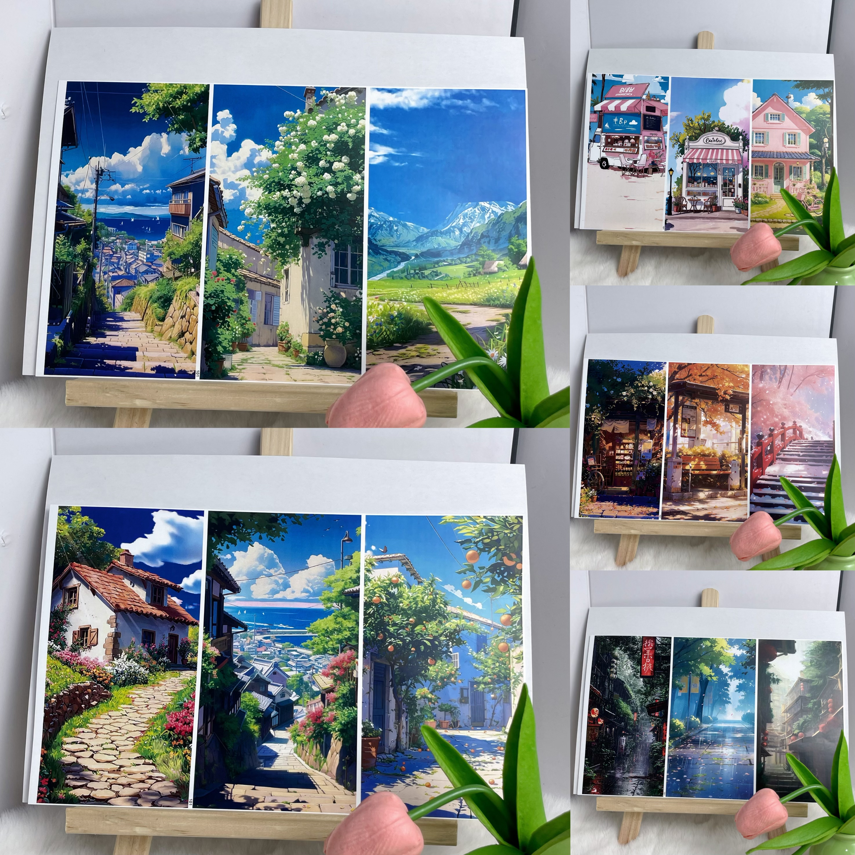 手机背卡贴纸防水背景DIY贴纸街道田园风 单图9X17cm