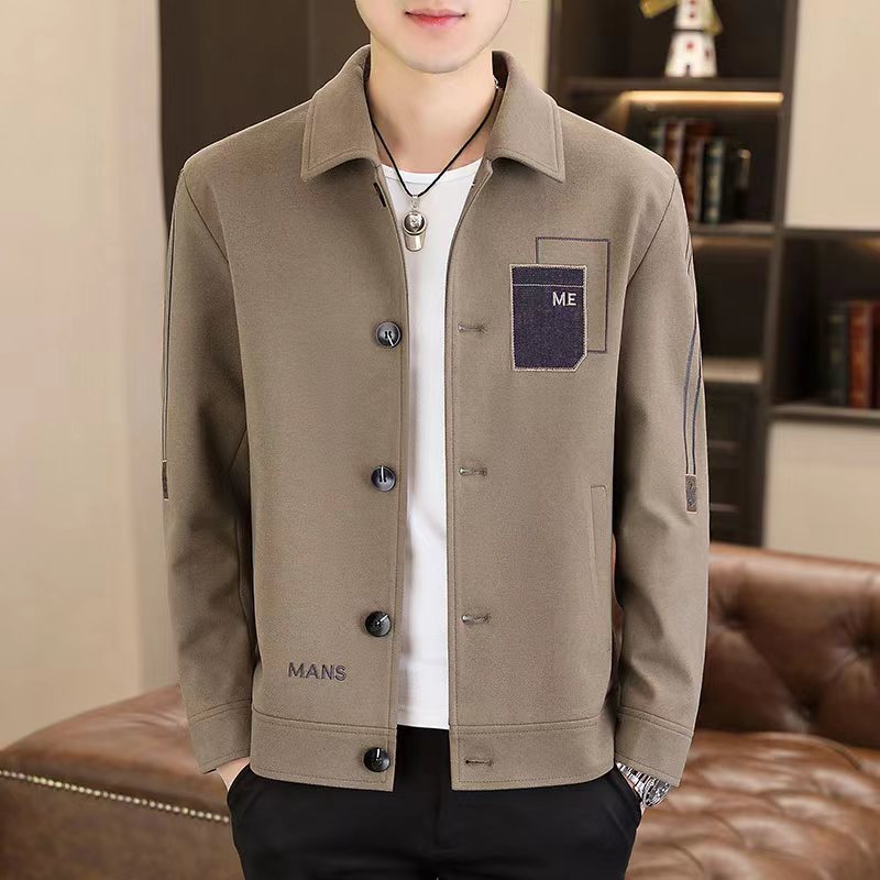 2023新款男士秋冬季韩版修身潮流休闲帅气翻领百搭外套