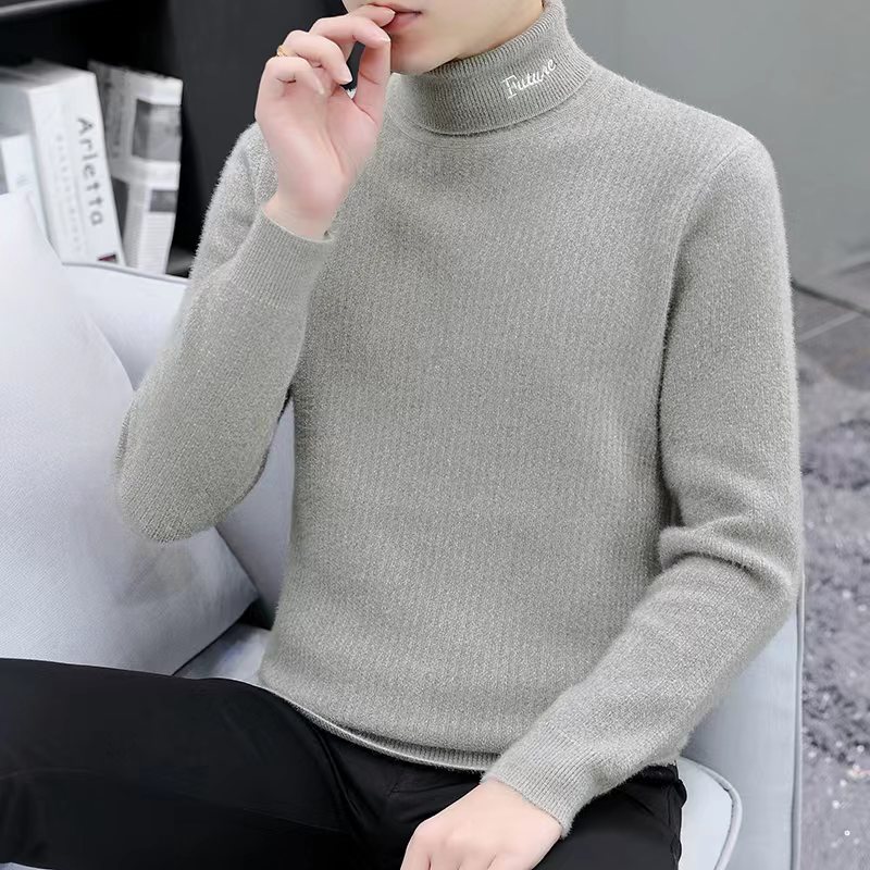 2022男士高领毛衣秋冬加厚保暖针织衫打底衫休闲流行百搭纯色