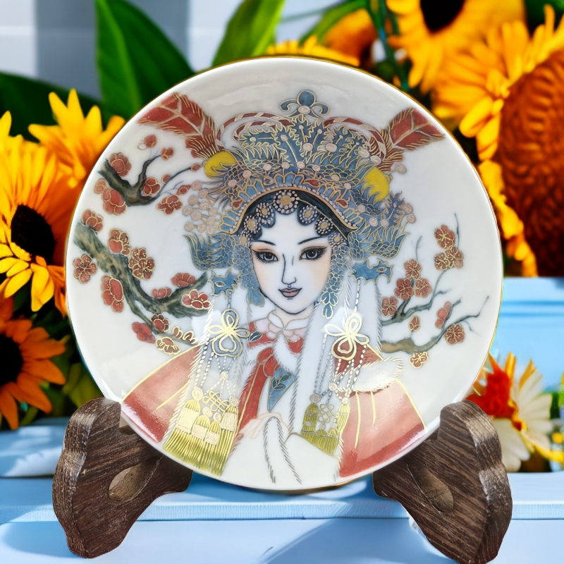 良朋柴窑花旦系列五彩描金斗笠杯主人杯手工手绘陶瓷茶杯复古创意