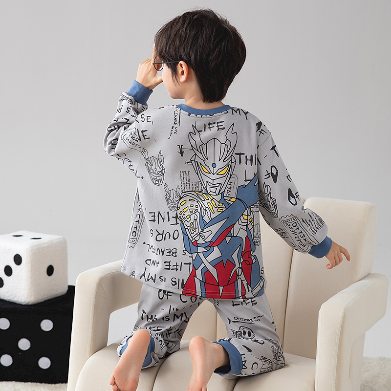 儿童睡衣长袖纯棉春秋季男孩中大童卡通宝宝春秋款男童家居服套装