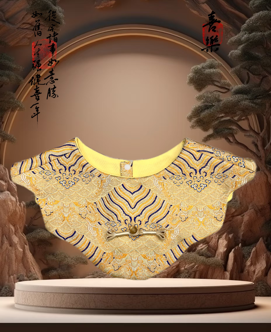 婴幼儿新中式围嘴小斗篷宝宝口水巾饭兜