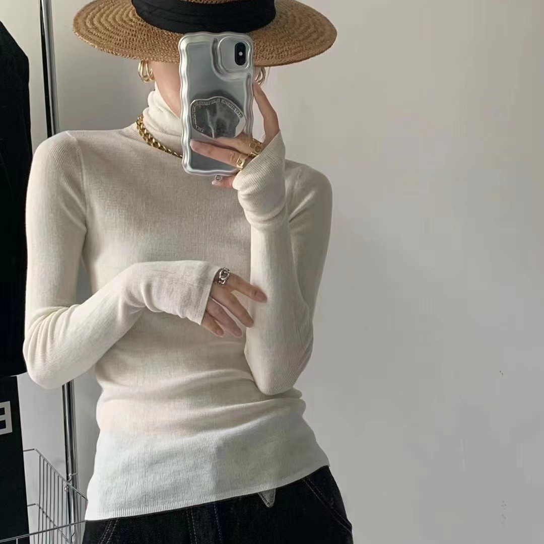考奈轻奢【高领】绵羊毛打底细羊毛衣女秋冬显瘦长袖内搭打底针织衫