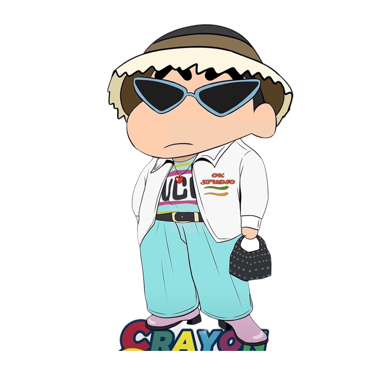 OK STUDIO【拼色猫和老鼠外套】 美式复古刺绣夹克外套男女