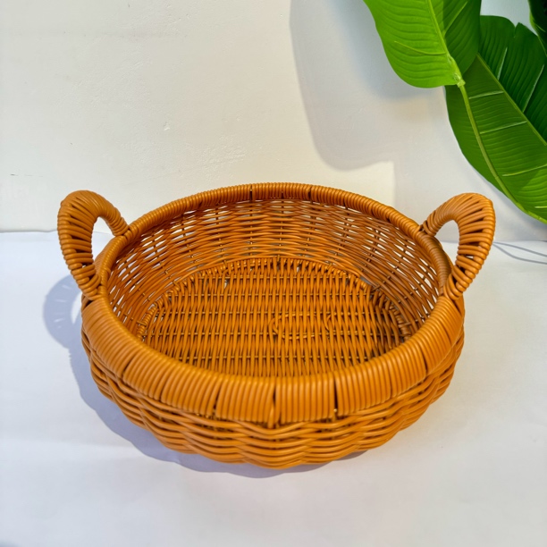 XW双提手收纳圆盘编篮客厅家用创意纯手工编织果蔬点心杂物储物