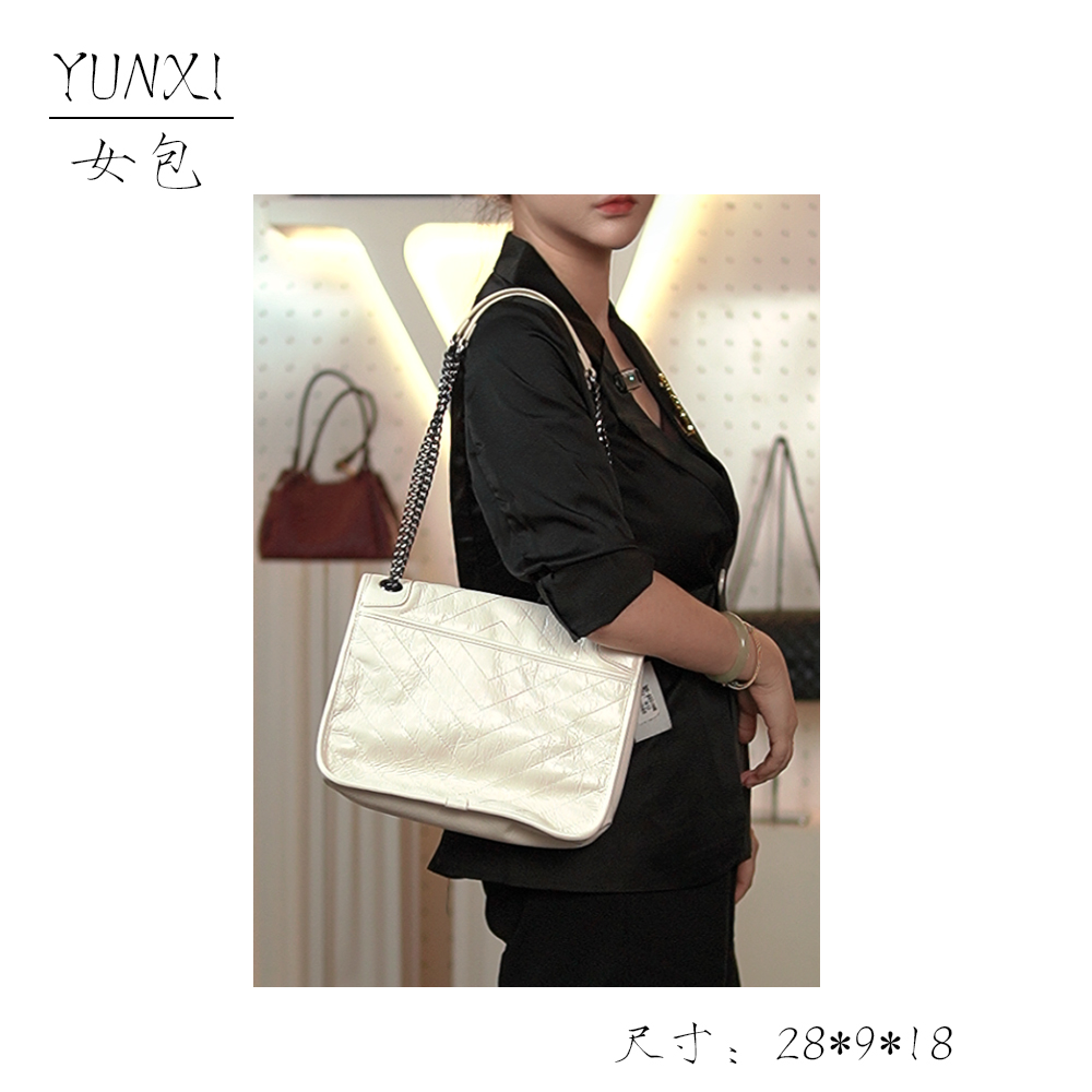 【云溪推荐】MoMo沫沫#6596白色时尚女士气质斜挎单肩包