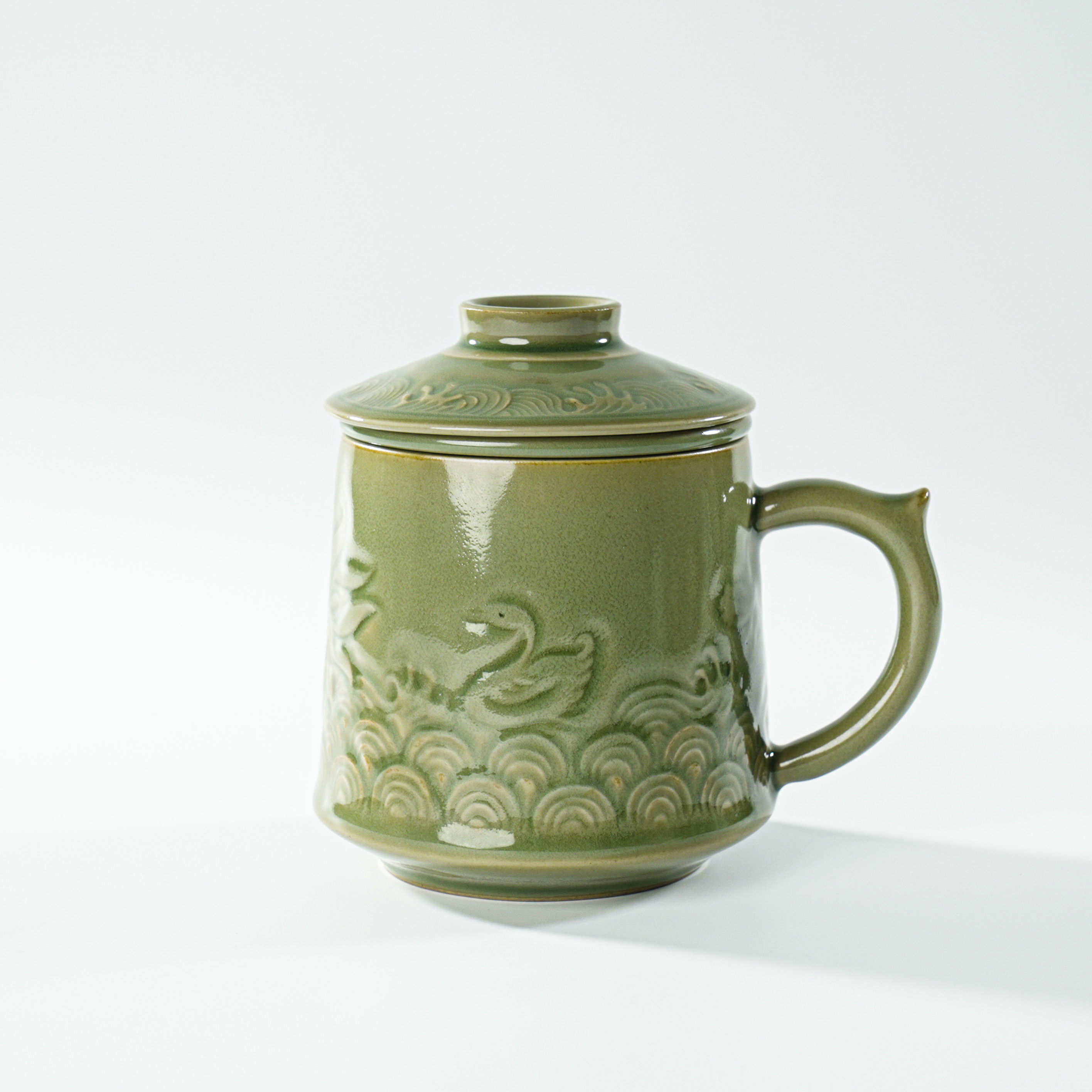 【微瑕】耀州窑青瓷高品质海水鸭鱼办公杯青釉中式茶杯原矿马克杯
