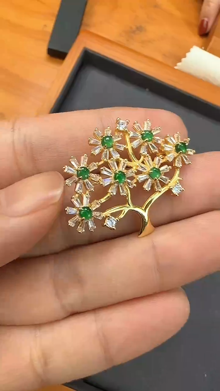 【闪购商品】翡翠胸针银S925镶嵌胸针/个