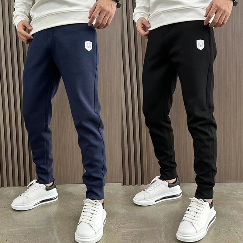 男士精梳棉休闲裤2023秋冬新款潮牌百搭弹力修身显瘦小脚运动裤
