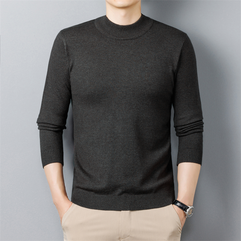 2024秋冬新款保暖半高领男士毛衣休闲纯色百搭款打底衫针织男士