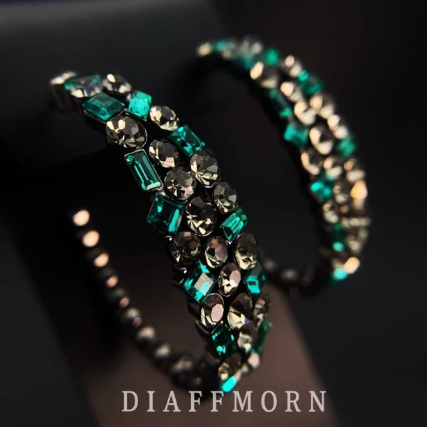 铜合金合成锆石耳饰 D.F.M〖星空〗重工轻奢满钻时尚大气耳环