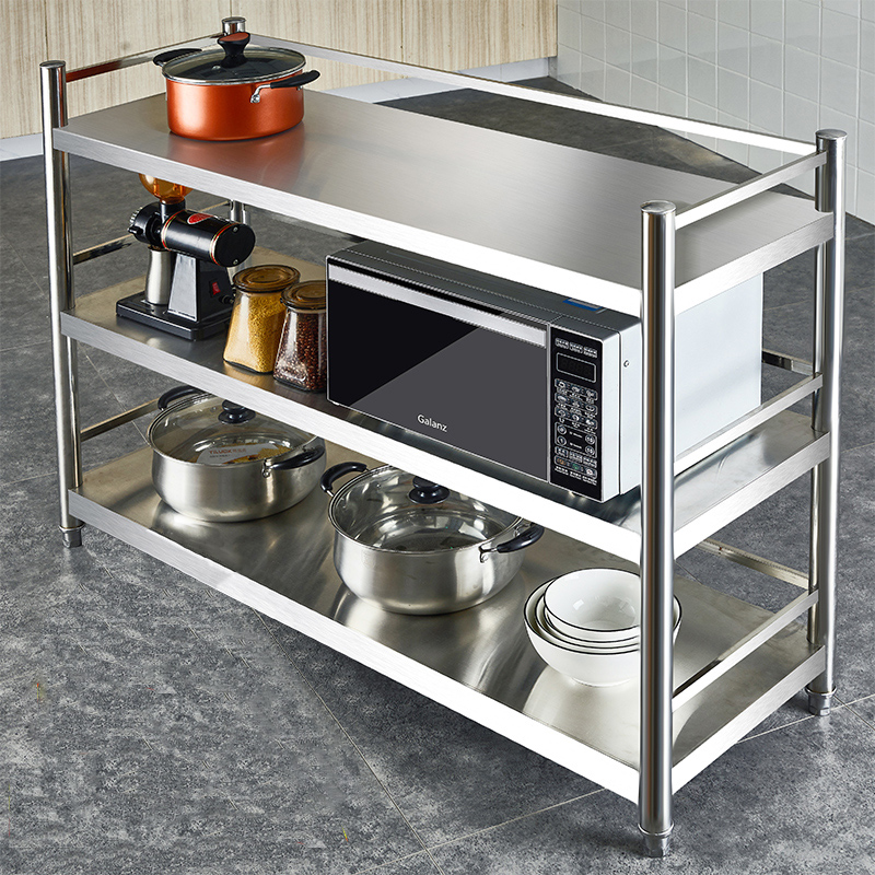 更重3公斤不锈钢厨房置物架落地置物架收纳微波炉架子储物架货架