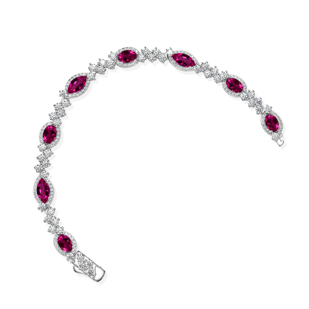 培育红宝石B3387【烟画】豪镶嵌马眼鸽血红色奢华满钻手链15-19cm