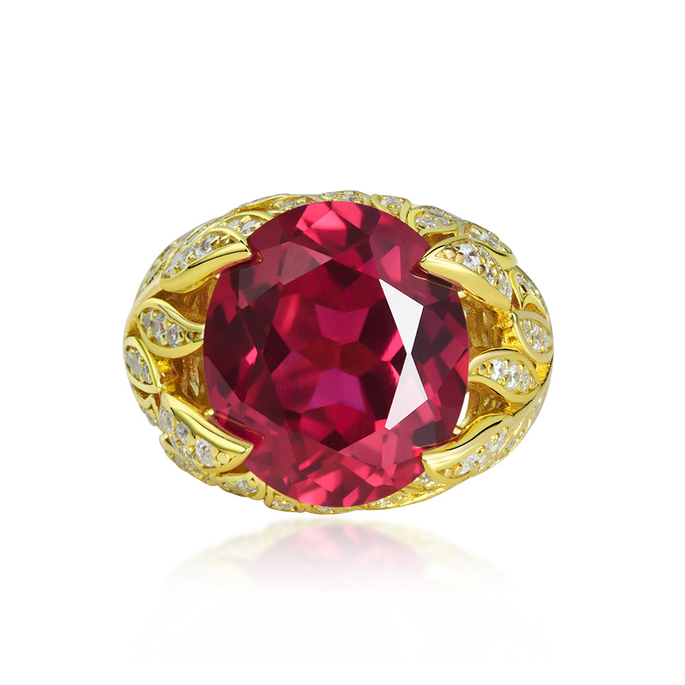 培育红宝石R3116【枫羽】镶嵌蛋形培育鸽血红色时尚奢华戒指4-12#